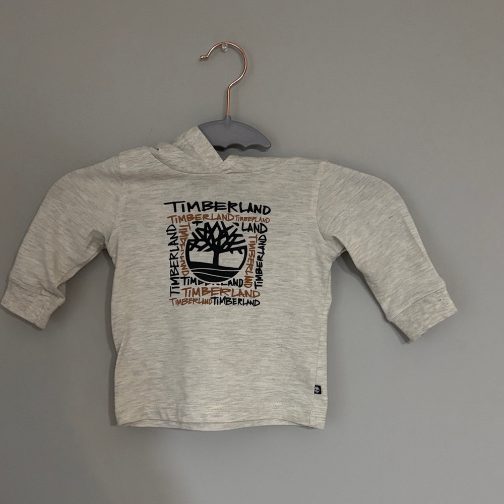 Timberland Light Gray Kids Hoodie with Logo